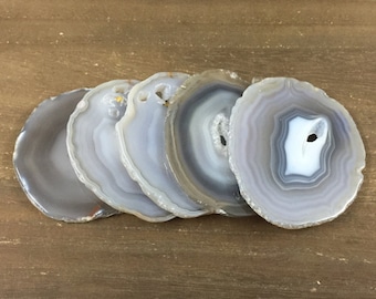 Large Agate Slices Gray Agate Coaster Large Agate Druzy Slice mineral slice Agate Geode Slice Pendant Stone Pendant Jewelry making