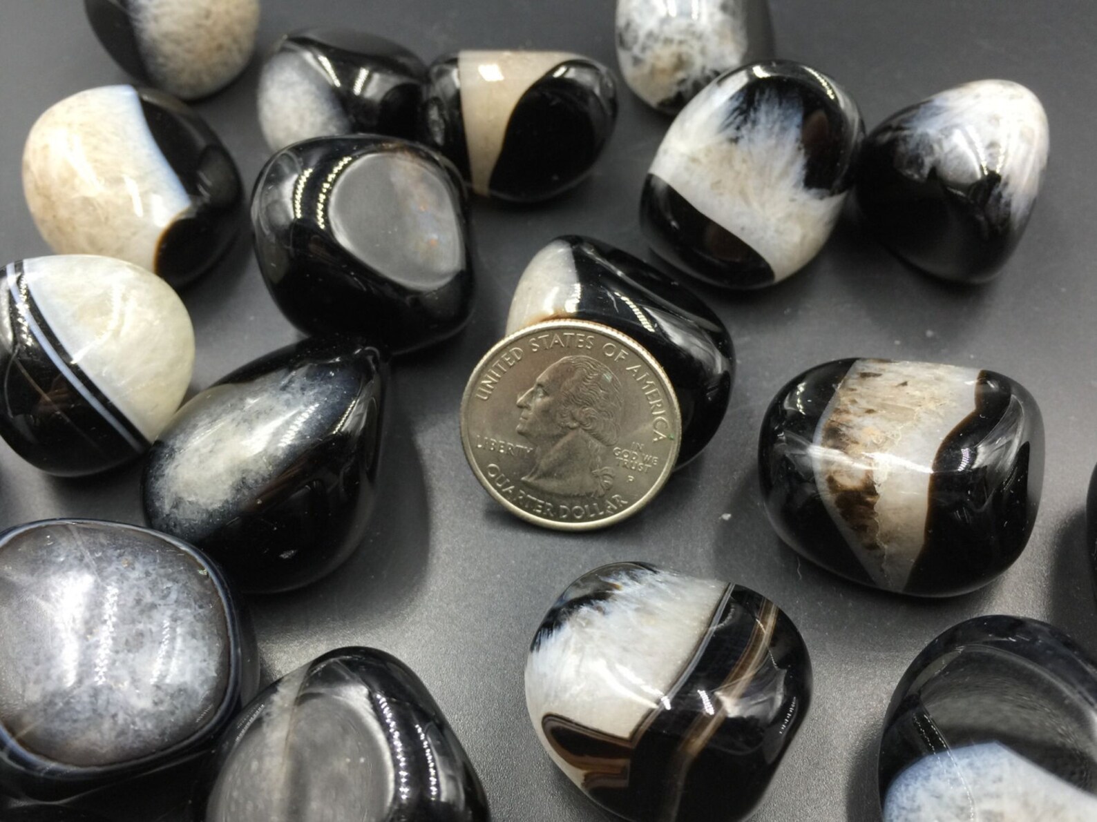 AA Black Onyx Quartz Tumbled Stone Polished Onyx Stone Tumble Etsy