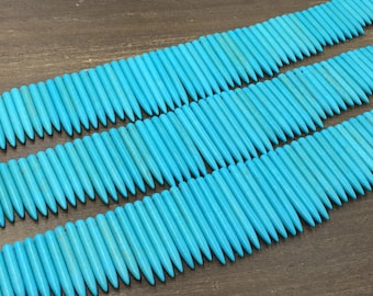 Aqua Türkis Punkt Blau Howlith Stick Spike Halskette Perlen Howlite Punkt Perlen Abgestufte Blaue Edelstein Anhänger Tusk Perlen 18 "Strang