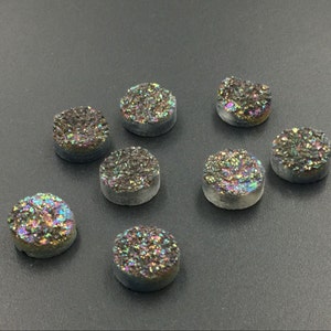 4pcs Druzy Cabochons Titanium Rainbow Druzy Coin Round Druzy Cabochon Cabs Flat back Druzy agate quartz Druzy Drusy Stunning DC image 2