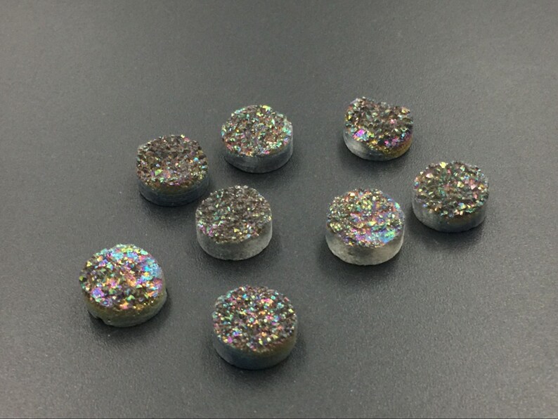 4pcs Druzy Cabochons Titanium Rainbow Druzy Coin Round Druzy Cabochon Cabs Flat back Druzy agate quartz Druzy Drusy Stunning DC image 2