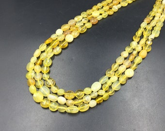 Yellow Opal Pebble Beads Polished Yellow Opal Nugget Beads 6-8mm Yellow Opal Beads Gemstone Crystal Beads 15.5" Strand