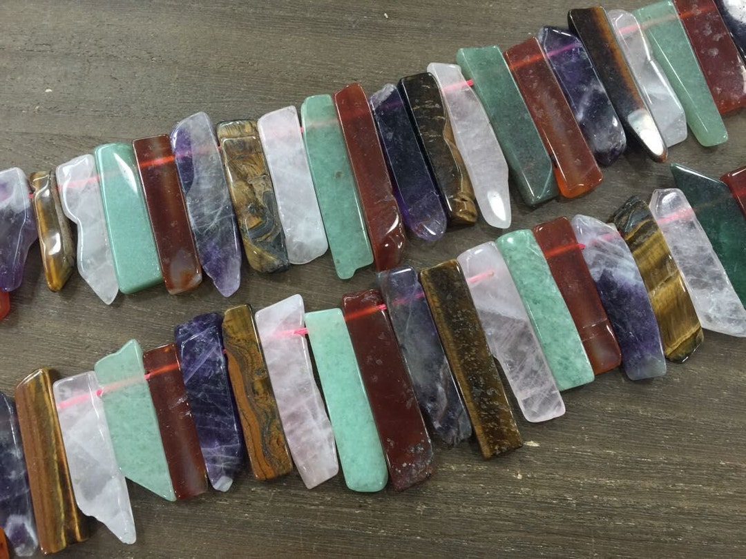 thumbnail image 2 of Rose Quartz Graduated Slice Stick Points Beads - 15.5 2 of 4