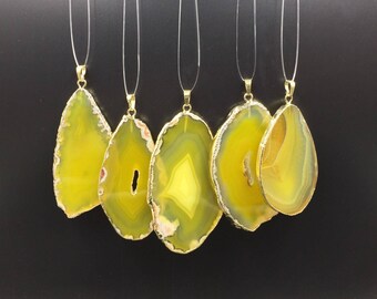 Pendentif Agate Naturelle 143 Carats - Tranche De Pierre - JM IMPORT