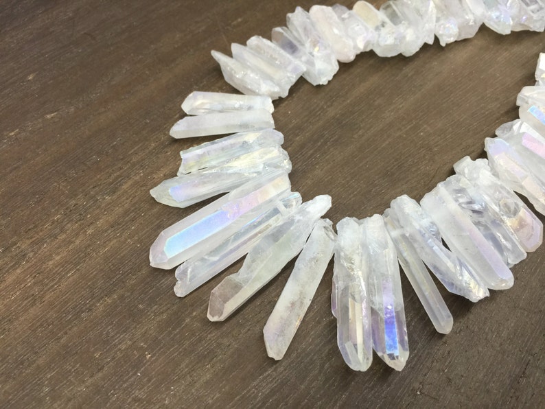 Raw AB Quartz Crystal Point Bulk Quartz Point Beads Wholesale Etsy