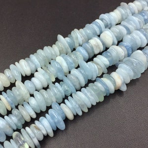 Aquamarine Rondelles Disc Kralen Gepolijste Freeform Aquamarine Chip Kralen Nugget Kralen Saucer Beads Center Dilled Blue Gemstone 16&quot; Strand