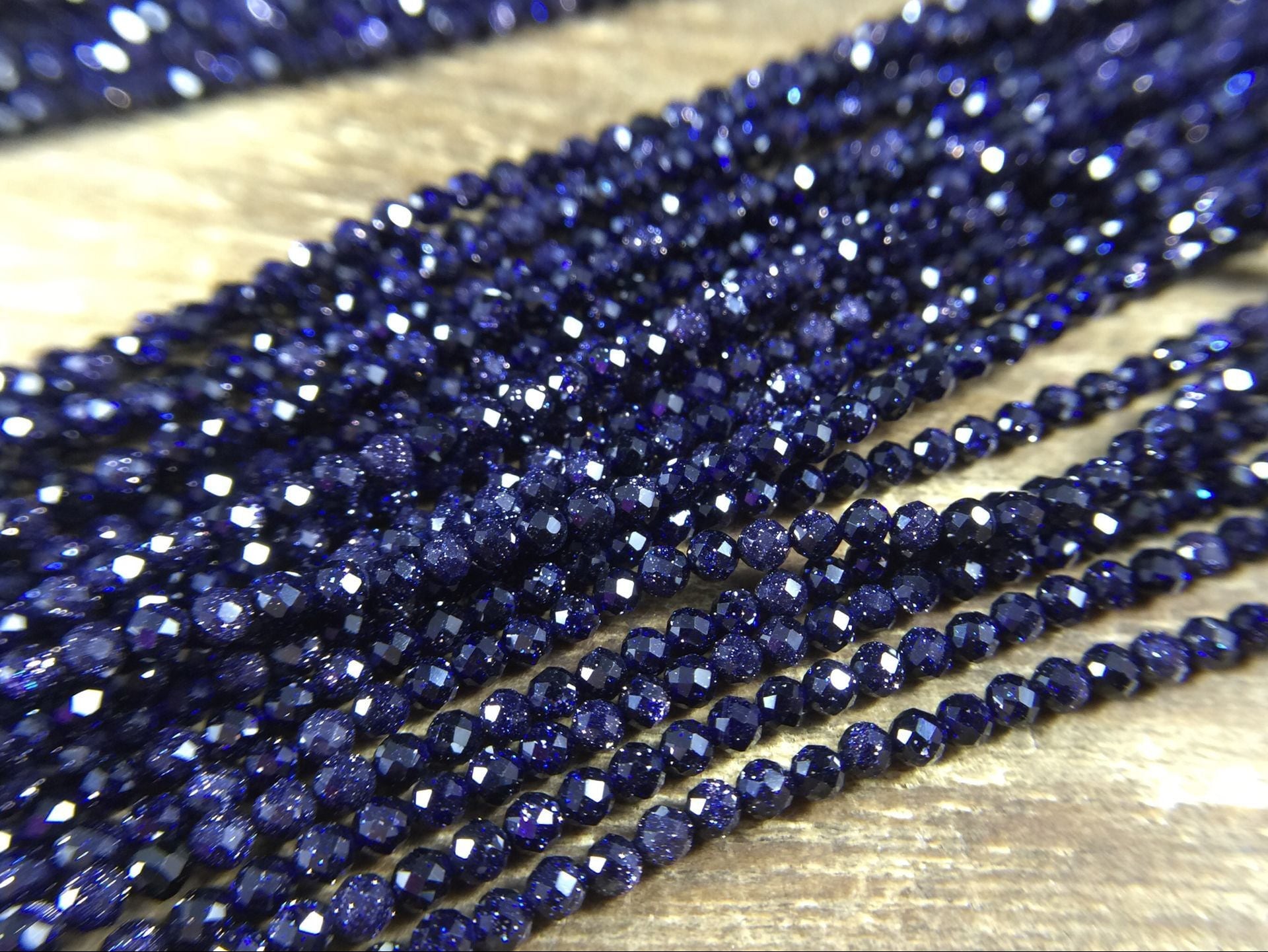 Blue Goldstone 8x12mm Top Side Drilled Faceted Teardrop Beads - 15 inch  strand