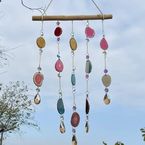Mix Color Agate Windchime Crystal Suncatcher Multicolor Agate