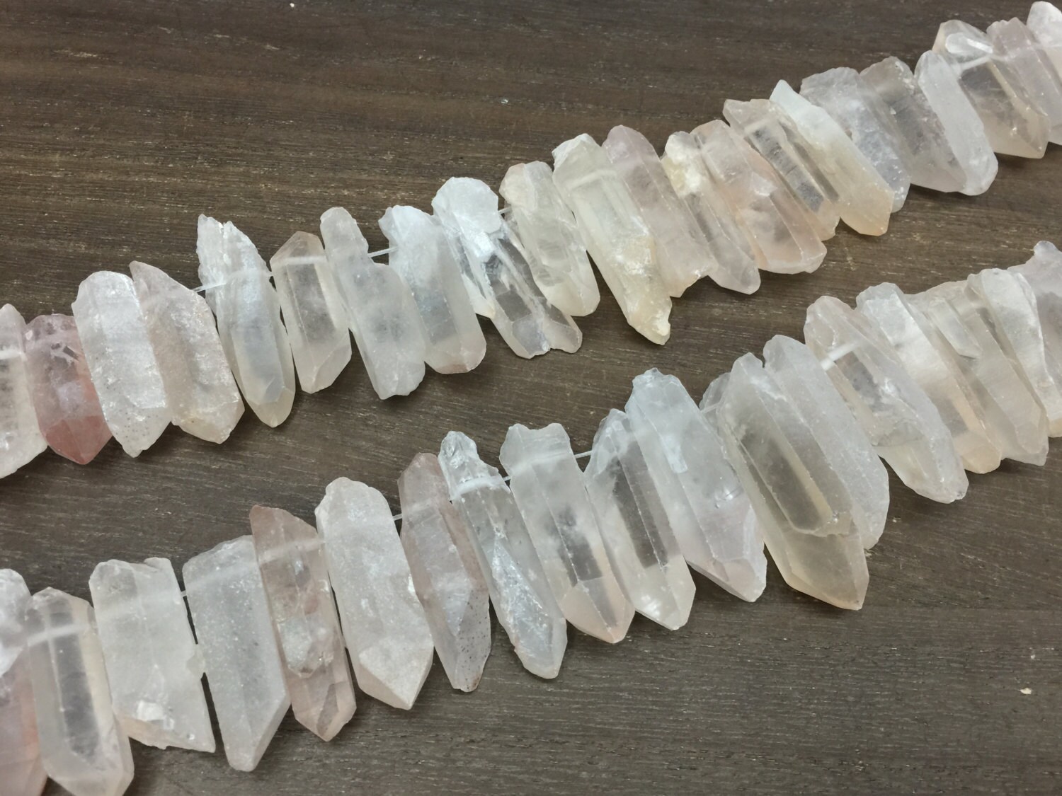 Raw Crystal Points Pinkish Quartz Point Beads Graduated Rough Etsy