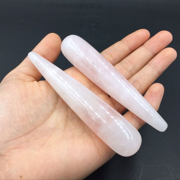 Rose Quartz Crystal Massage Wand Smooth Polished Pink Crystal Wand Meditation Crystal Healing Tool Reiki MW