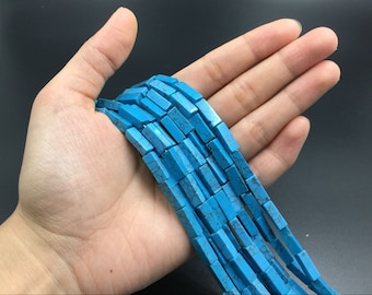 Aqua Turquoise Rectangle Beads Blue Howlite Tube Beads Semiprecious Beads Rectangle Tube 4x14mm High Quality Jewelry Supplies bulk wholesale