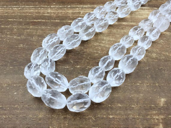Faceted Clear Quartz Nugget Beads Rock Quartz Crystal Rice Nugget