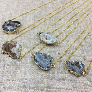 Agate Geode Necklace Agate Druzy Necklace Agate Slice Necklace Druzy Geode Jewelry Boho Jewelry Druzy Pendant Necklace Gift for Her JN D-03