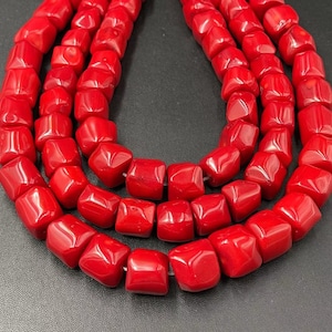 Large Red Coral Beads Natrual High Quality Coral Polished Coral Beads Coral Neclace Beads Loose Coral Beads supplies 15&quot; full strand