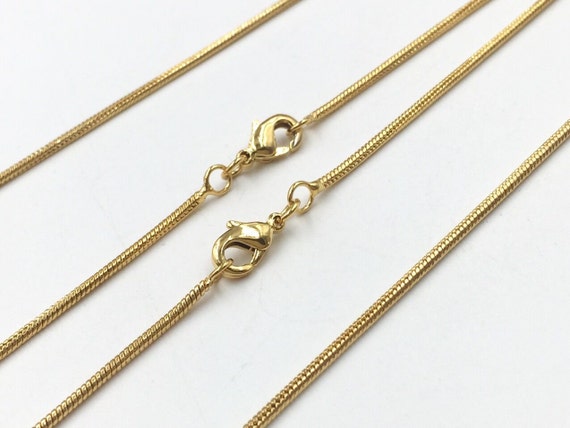 Gold Snake Chain Necklace Chain 1.3 Mm Chain Wholesale Bulk Chain Crafting  Gold Plated Chain 18 