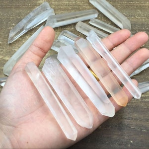 3.0"-3.4" Undrilled Raw Quartz Crystal Point Wand Thick Crystal Quartz Healing Crystal Quartz Seed Crystals Wire Wrapping Supplies CD OB