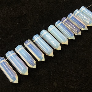 12pcs White Opalite Crystal Hexagonal Beads Hexagon Opal Prism Point Pendant Beads supplies Opal Quartz Semi Precious Gemstone Beads