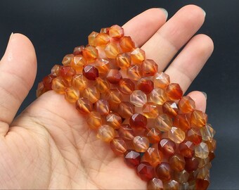 35 perline di pietra naturale da 10 mm, corniola rossa, perle di