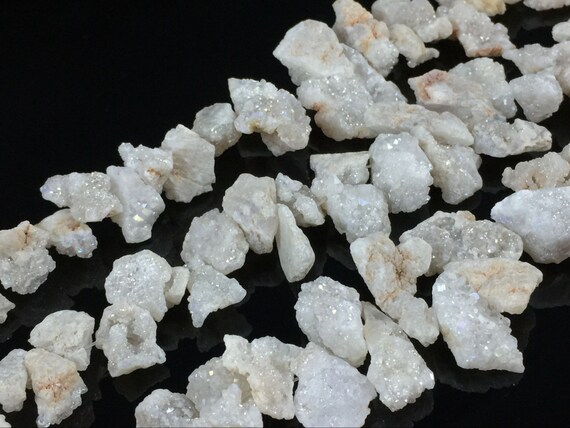 White Aura Quartz Druzy Geode Nugget Beads Bulk Wholesale Druzy