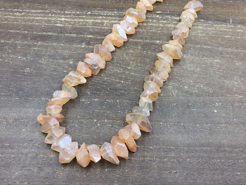 Orange Quartz Crystal Points Faceted Quartz Nugget Beads Tangerine Quartz Nugget Double Terminated Center Drilled Points 6-1015-20mm DQ image 2