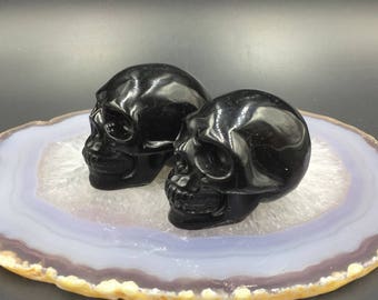 Natural Black Obsidian Skull Realistic Skull Carving Skull Crystal Skull Natural Obisidan Crystal Gemstone Skull Decor Skull Sculpture SK-BO