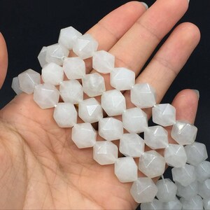 Perlas de 12mm facetada cuarzo blanco cubo blanco cristal de cuarzo hexagonal piedras preciosas naturales semipreciosas granos granos 15.5&quot; filamento de la joyería DIY
