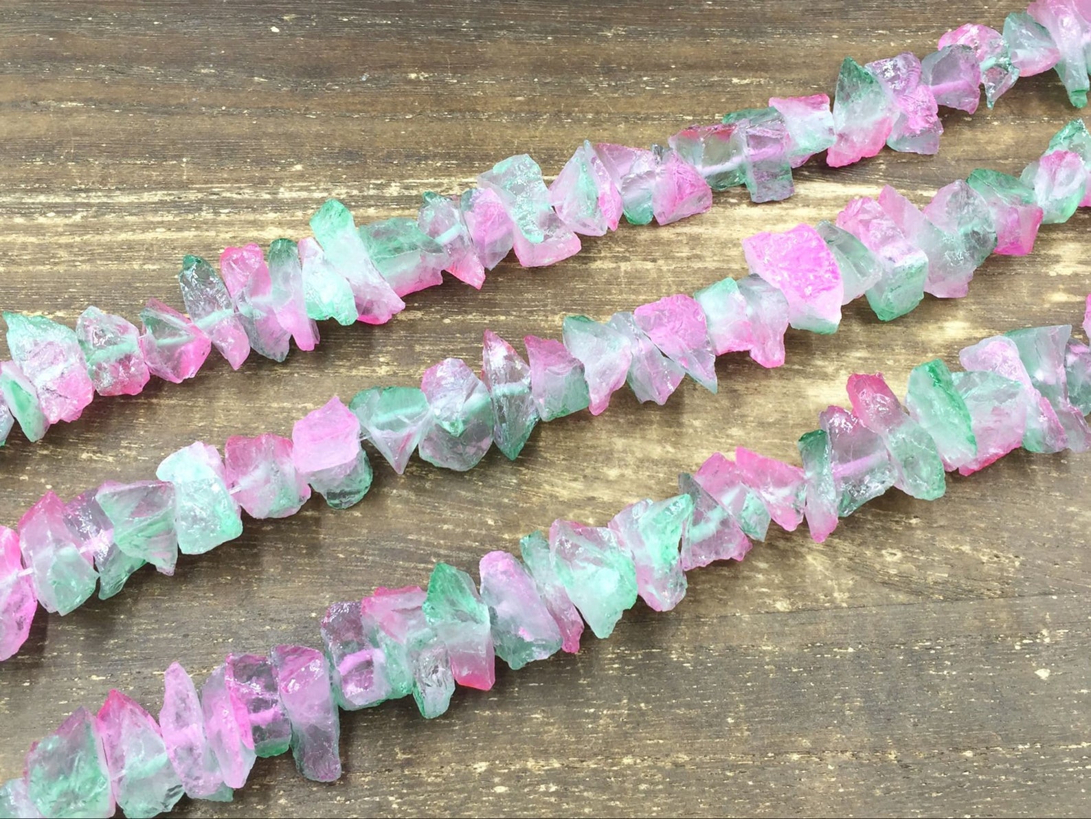 Pink&Green Quartz Nugget Beads Raw Pink Green Quartz Crystal Etsy