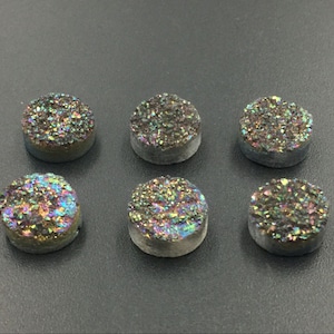 4pcs Druzy Cabochons Titanium Rainbow Druzy Coin Round Druzy Cabochon Cabs Flat back Druzy agate quartz Druzy Drusy Stunning DC image 1