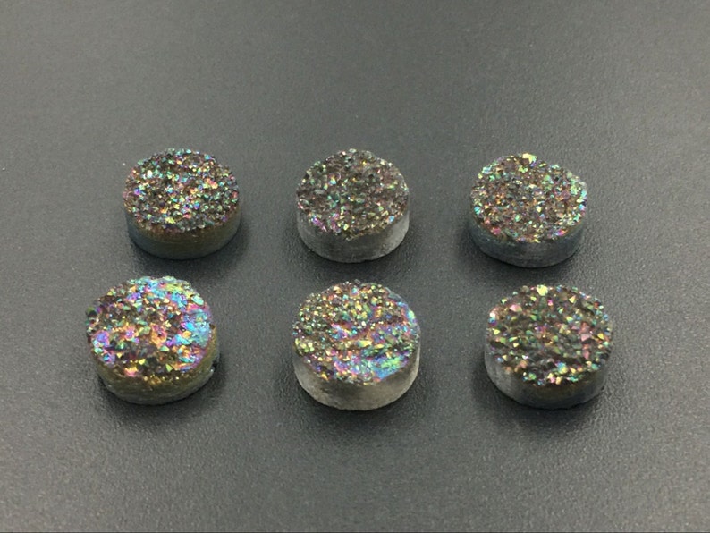 4pcs Druzy Cabochons Titanium Rainbow Druzy Coin Round Druzy Cabochon Cabs Flat back Druzy agate quartz Druzy Drusy Stunning DC image 1