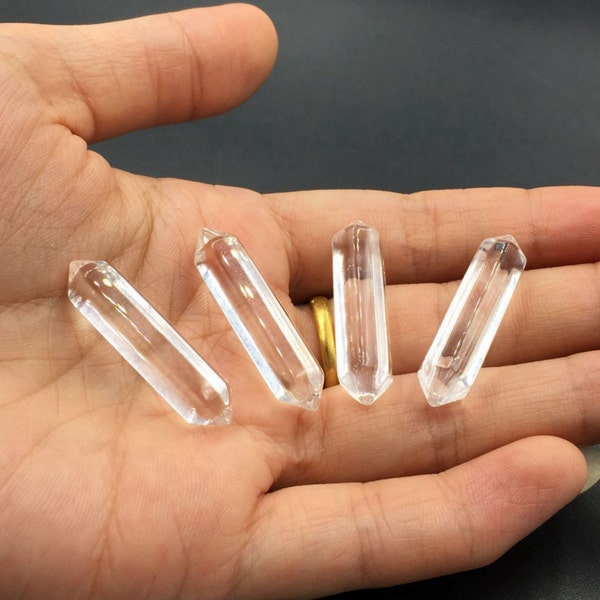 Clear Quartz Crystal Point Wand Double Terminated Natural Rock Crystal Quartz Wand Point Perfect for Jewelry Making Mineral Healing Stone OB