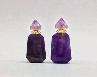 Amethyst Profumo Bottiglia Olio Essenziale Diffusore Bottiglia Quartz Crystal Profumo Bottiglia Porta Collana Ciendant Charm Gemstone Scent Bottle