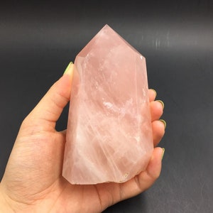 4,5" groot Rose Quartz Crystal punt Pink Quartz Crystal Generator Extra groot rotsblok Quartz wijs helende energie meditatie CD-L11 OB