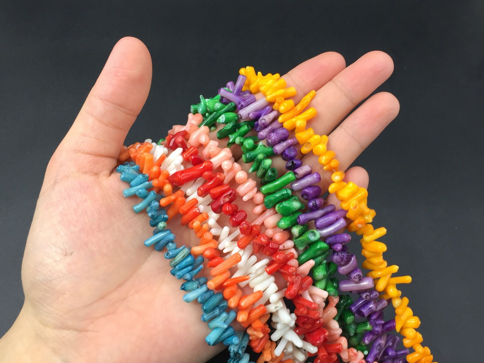 Tiny Coral Bamboo Coral Stick Beads Colored/dyed Coral Branch Etsy