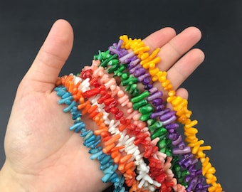 Tiny Coral Bamboo Coral Stick Beads Colored/Dyed Coral Branch Beads Coral Beads Top Drilled Loose Coral Beads supplies 16" full strand