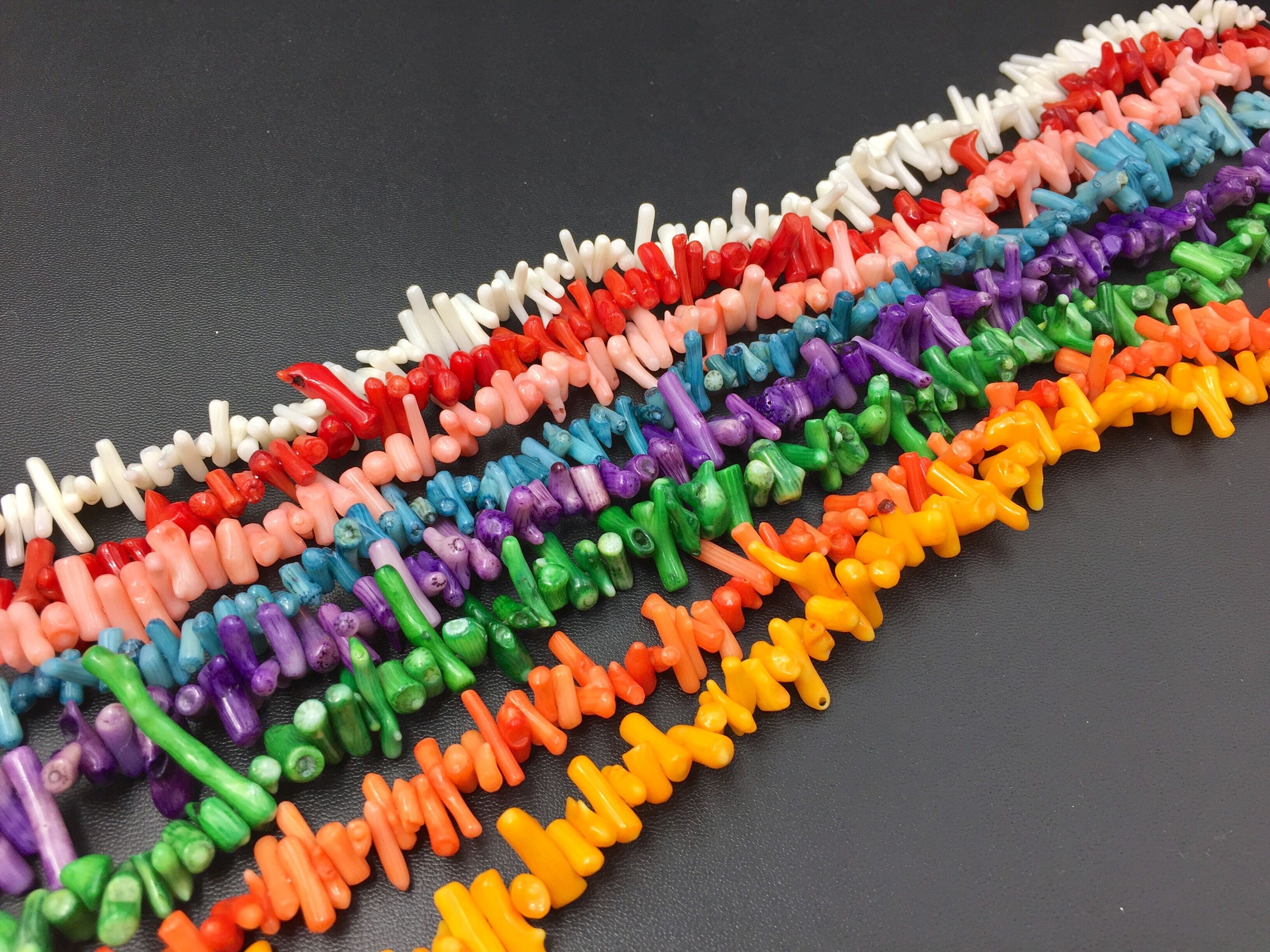 Tiny Coral Bamboo Coral Stick Beads Colored/Dyed Coral Branch | Etsy