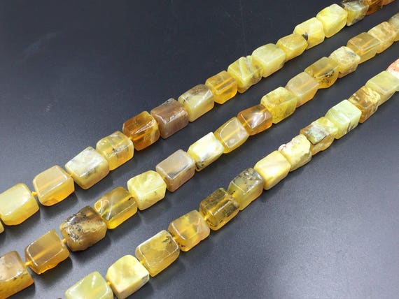 Yellow Opal Cube Beads Natural Opal Beads Square Opal Nuggets