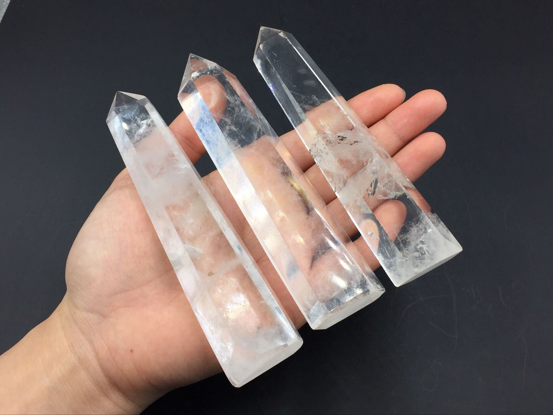 4.75"-5.5" Large Clear Quartz Crystal Tower Standing Point Clear Crystal Quartz Wand Meditation Healing Reiki Crystal Grid Generator Decor