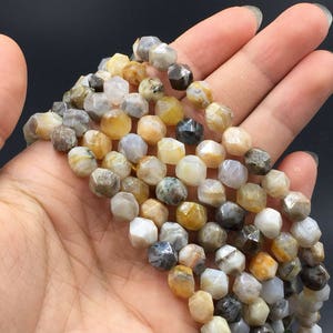 8mm szlifowane Crazy Agat koraliki sześciokątne koraliki koraliki kostki Agaty naturalne Agat perełek pół-sze koraliki 15,5 &quot;Strand