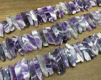Raw Amethyst Point Beads Stick Beads Dog Tooth Amethyst Slice Beads Strand Long Point Top Drilled Gemstone bead Supplies