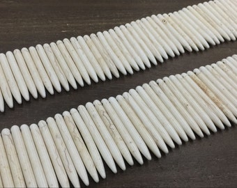 Weiß türkis Stick Perlen lange Point Türkis Spike Nadel Perlen Howlith Perlen Top gebohrt lose gleich Perlen Lieferungen 15,5" volle Faser