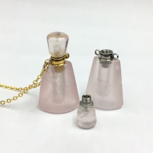 Gepolijst Rose Quartz parfum fles ketting etherische olie diffuser fles parfum ketting hanger charme Gemstone geur fles