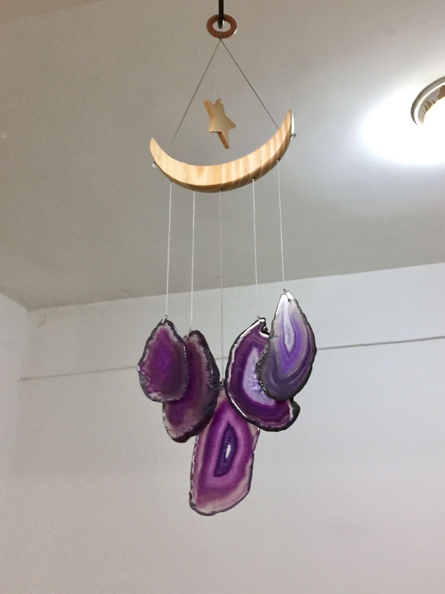 Purple Agate Windchime Suncatcher Agate Slice Wind Chime