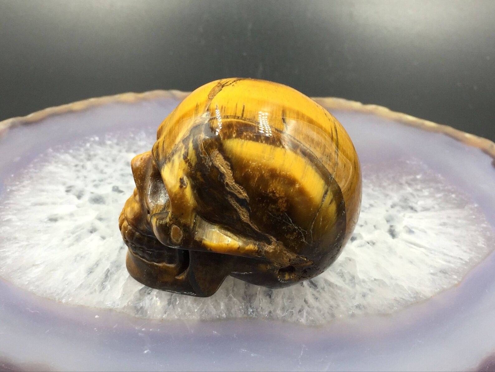 Natural Tiger Eye Skull Realistic Gemstone Skull Carving Skull Etsy