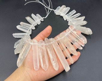 ONLY 1! Extra Long! Raw Quartz Crystal Points Long&Large Crystal Stick Beads Rough Quartz Point Spike Stick bead supplies 10-14x33-83mm S17