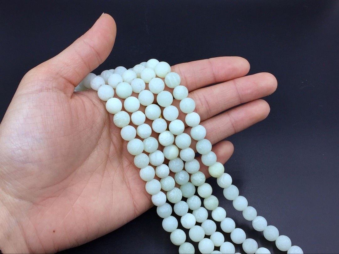 Matte Jade Beads 8mm Round Frosted Jadeite Beads Gemstone Beads Beading Supplies Jewelry Making