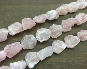 Large Rose Quartz Nugget beads Raw Rough Hammered Rock Quartz Crystal points Center Drilled Gemstone Beads supplies for jewelry making XP