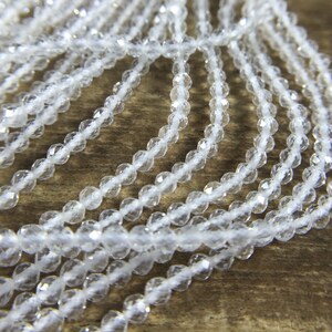 2mm Faceted Clear Quartz Micro Faceted Round Clear Quartz Crystal Beads Natural Tiny Small Gemstone Beads Jewelry Beads 15.5&quot; Full Strand