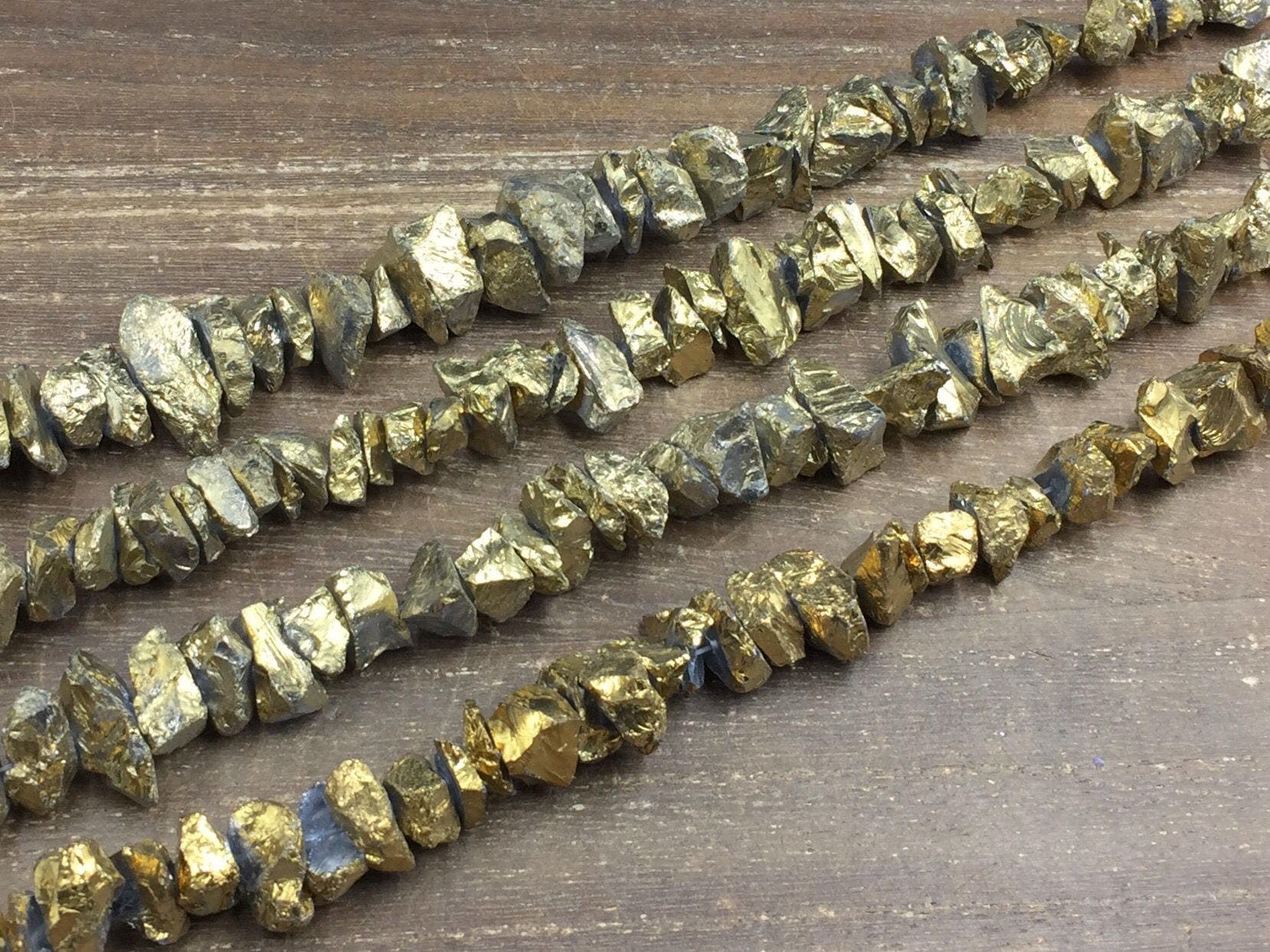 Raw Gold Quartz Nugget Beads Rough Gold Quartz Crystal Chip Etsy