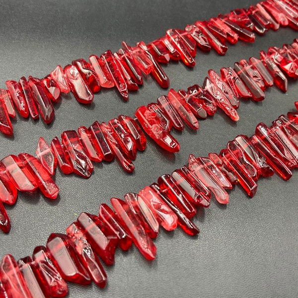 Tiny Red Quartz Points Polihsed Red Crystal Points Stick Beads Quartz Crystals Natural Crystal Supplies 3-6x10-30mm