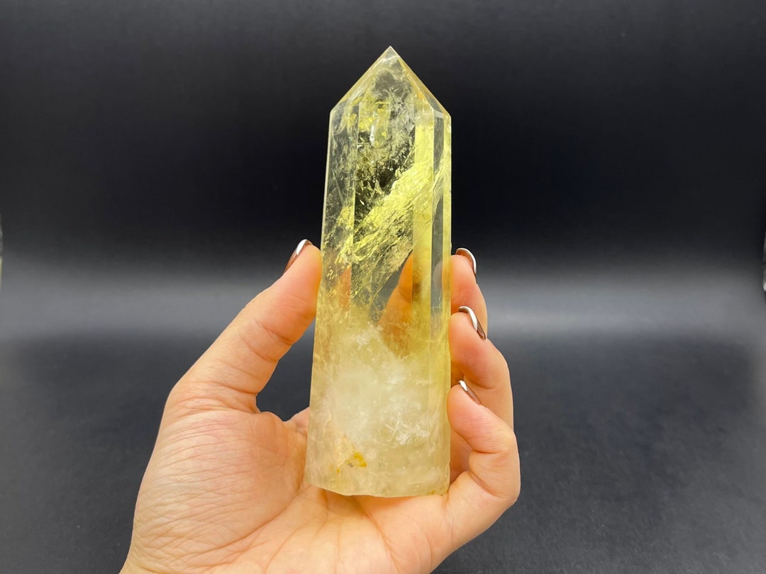 シトリン ポイント タワー 透明度抜群 5.2インチ レインボー シトリン タワーポイント クリア イエロー